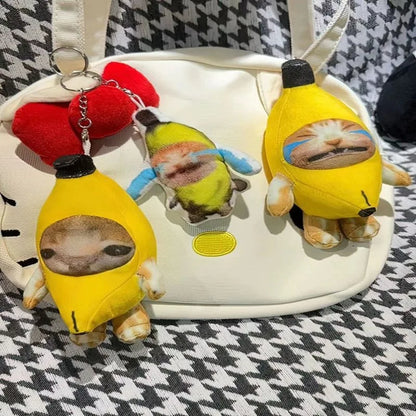 Banana Cat Plushie Keychain